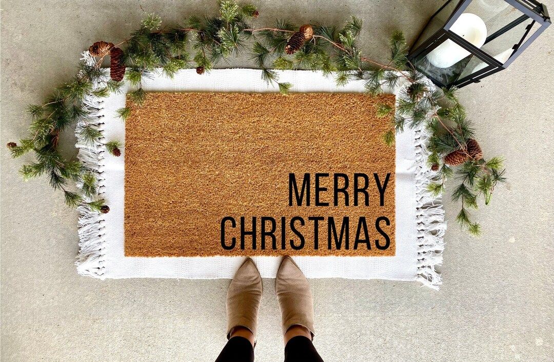 Modern Merry Christmas Doormat Christmas Decor Personalized - Etsy | Etsy (US)