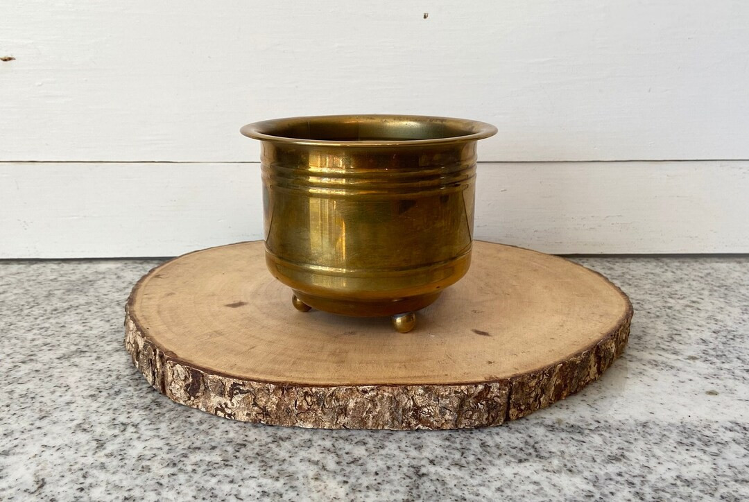 Vintage Solid Brass Footed Planter, Antique Style Indoor Pot, Elegant Mid-century Home & Office D... | Etsy (US)