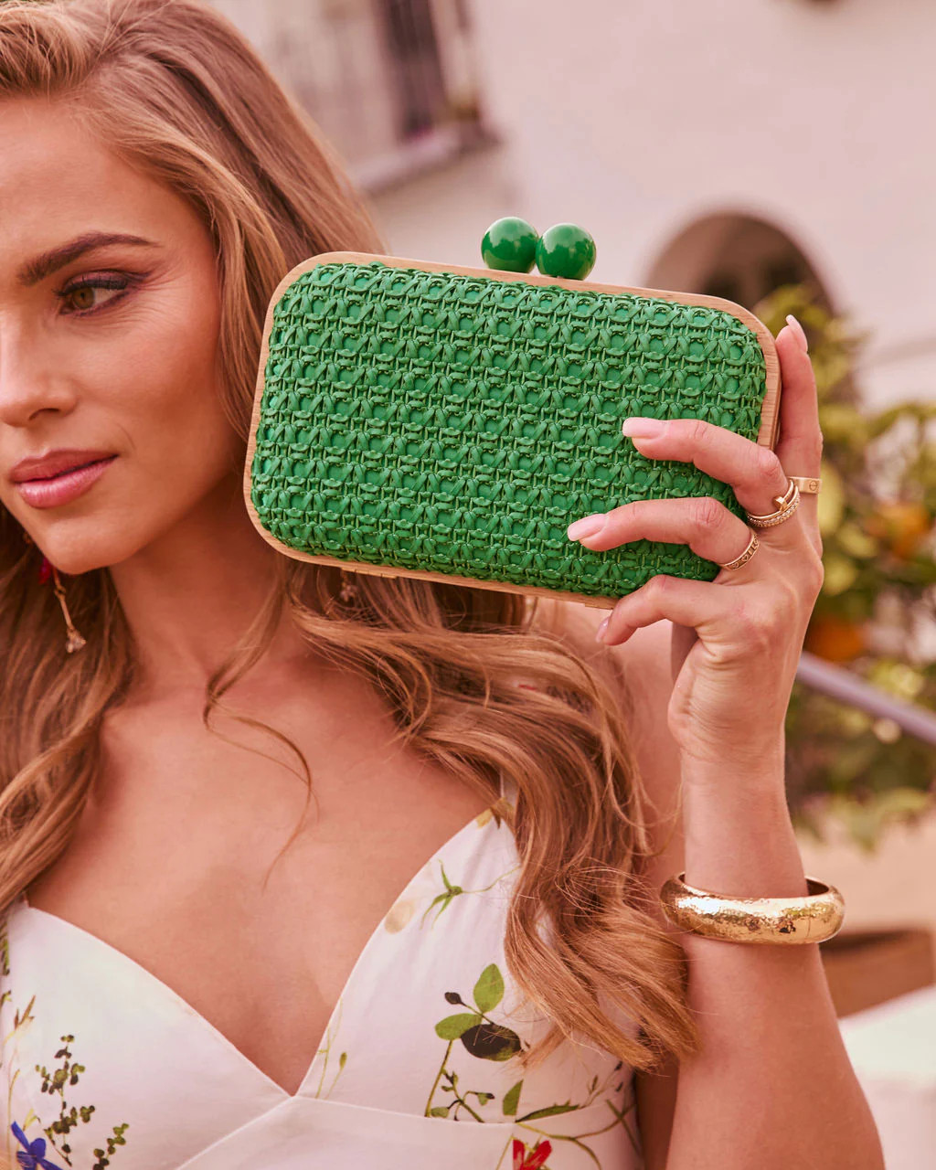 Lindsie Woven Vegan Leather Wooden Frame Clutch | VICI