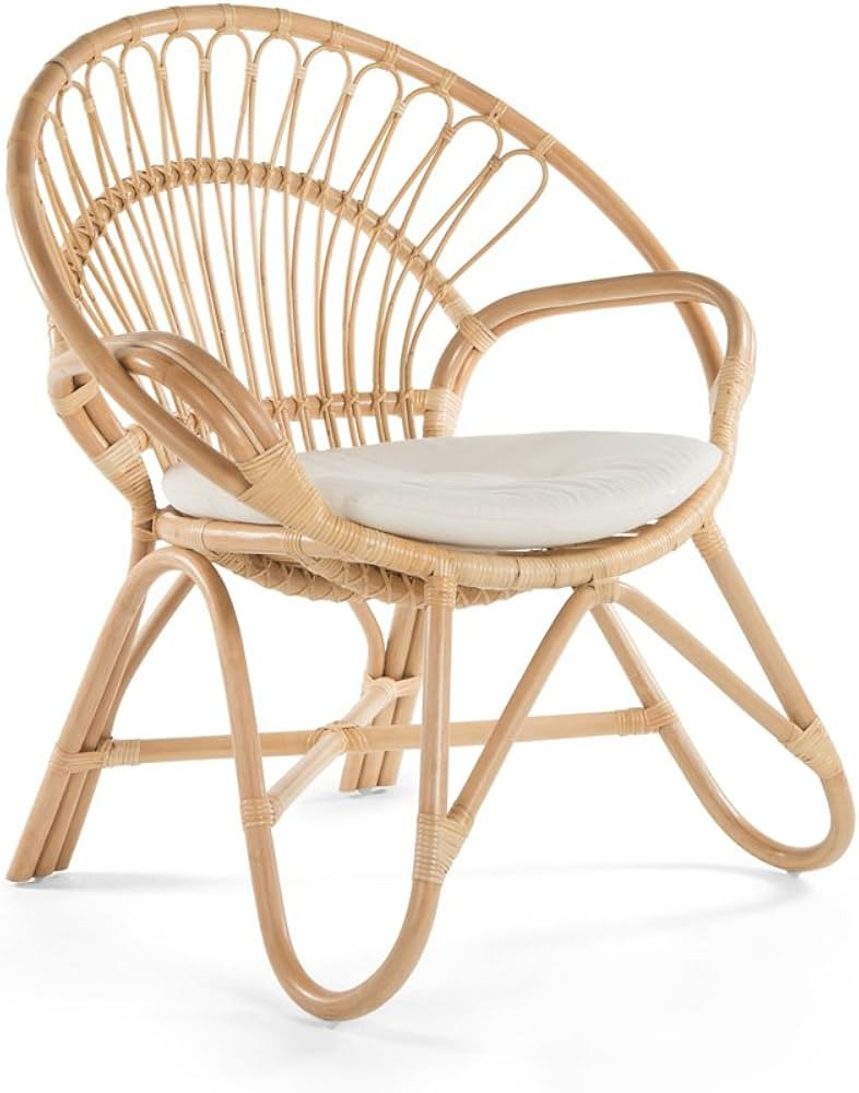 KOUBOO Armchair Round Rattan Loop Armhair with Seat Cushion, Natural Color, Large | Amazon (US)