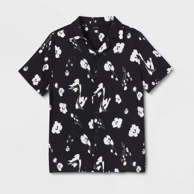 Boys' Daisy Print Short Sleeve Button-Down Shirt - art class™ Black | Target