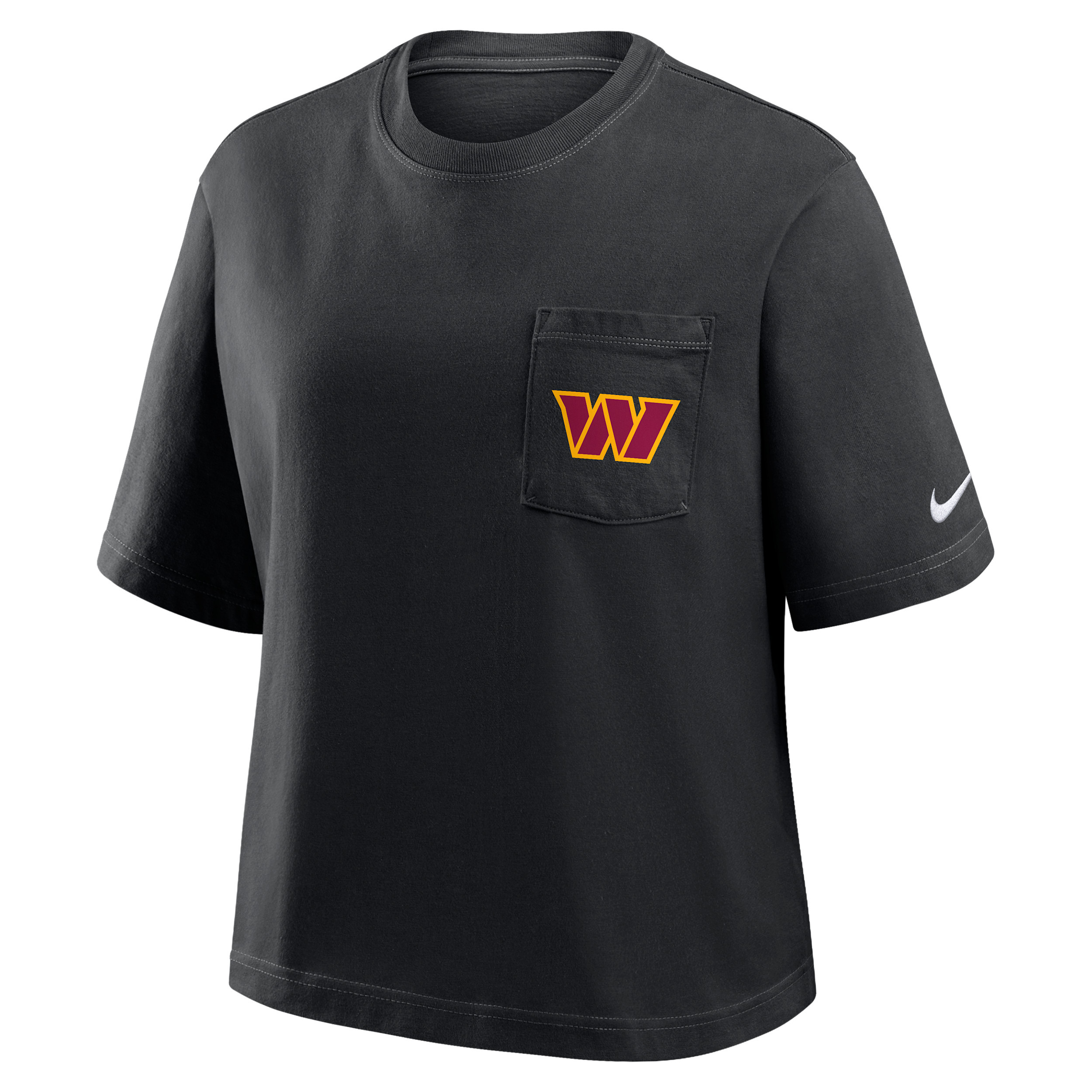 Washington Commanders Rewind Pocket Boxy Nike Women's NFL T-Shirt in Black | 11CM00A9E-WZ9 | Nike (US)