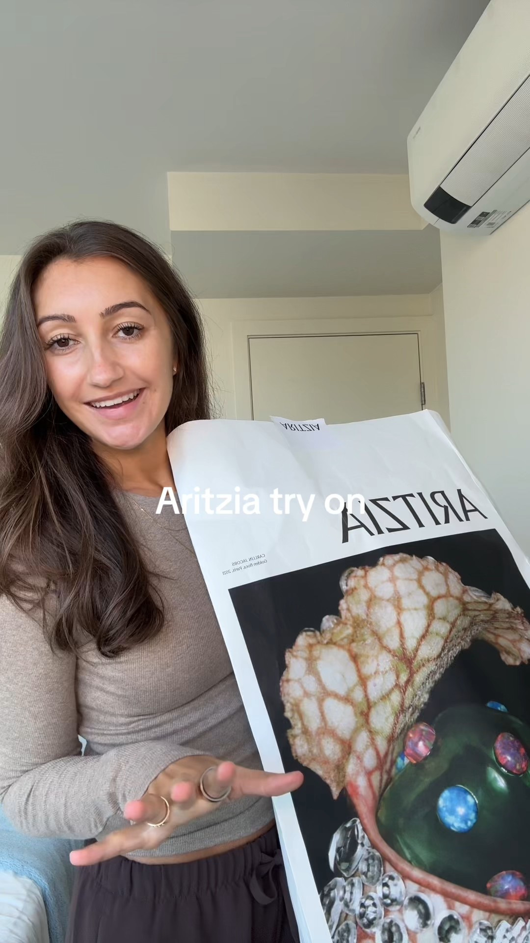 Pants size S
Shirts size XS
cream sweater S
beige turtleneck M
cardigan XS