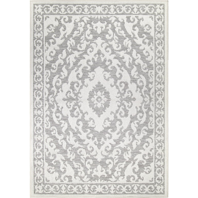 My Texas House Belford, Reversible, Indoor/Outdoor Woven Area Rug, Grey, 5'2" x 7'6" | Walmart (US)