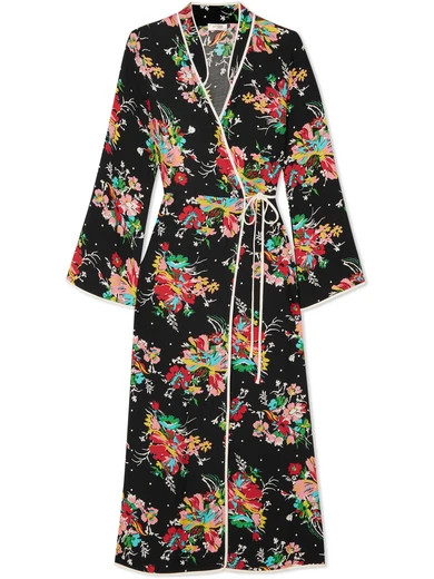 RIXO London - Cindy Printed Crepe Wrap Dress - Black | NET-A-PORTER (UK & EU)
