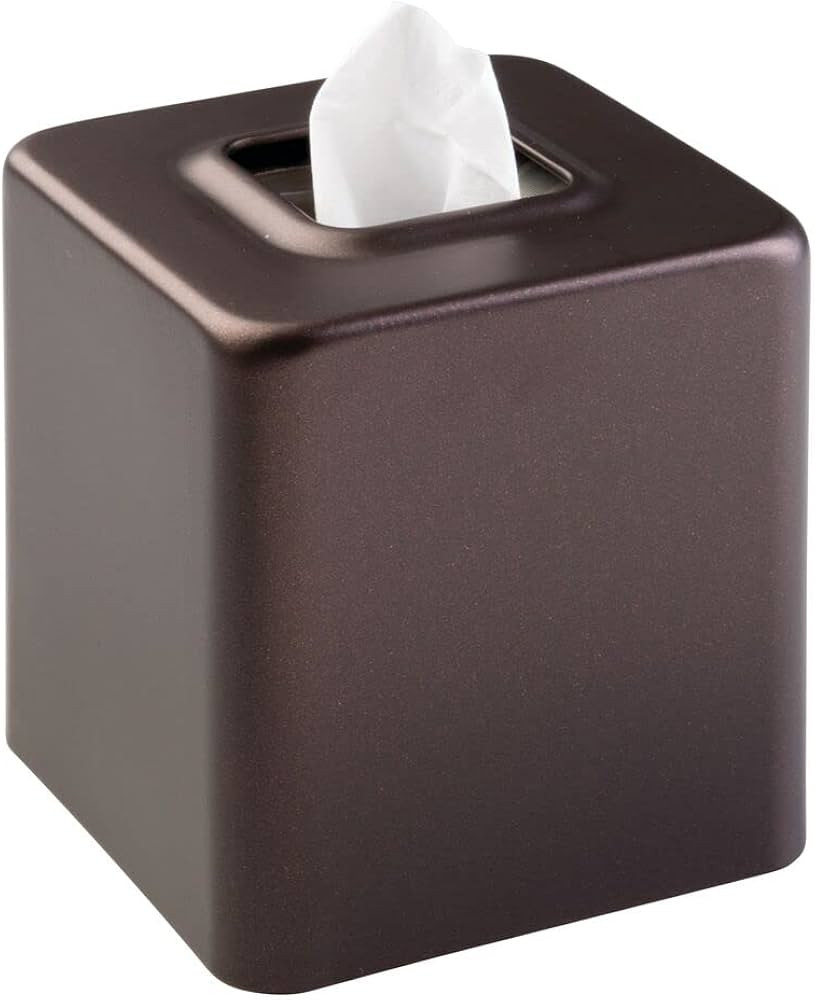 MetroDecor mDesign Steel Facial Tissue Box Cover/Holder for Bathroom Vanity Countertops - Bronze | Amazon (US)