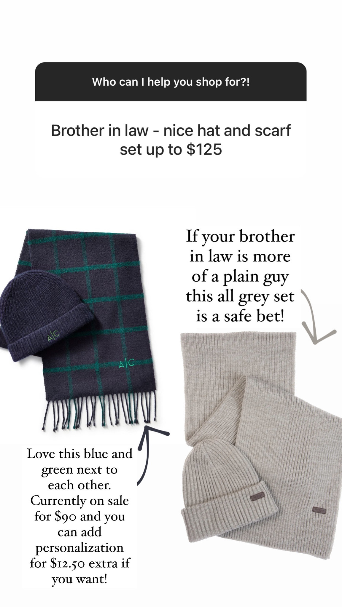 Brother in law gift idea...scarf and hat set 

#LTKGiftGuide