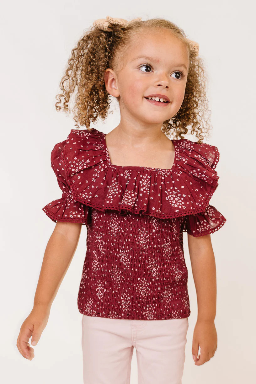 Mini Gracie Top in Wine Floral | Ivy City Co