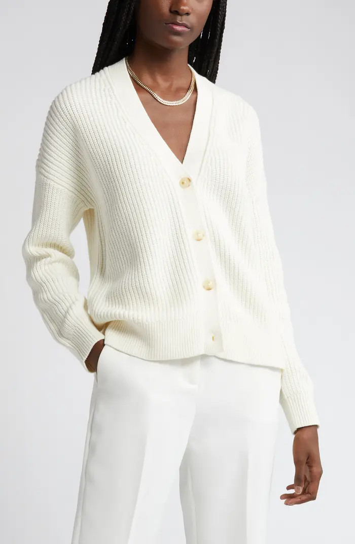 Nordstrom Rib Organic Cotton & Merino Wool Cardigan | Nordstrom | Nordstrom