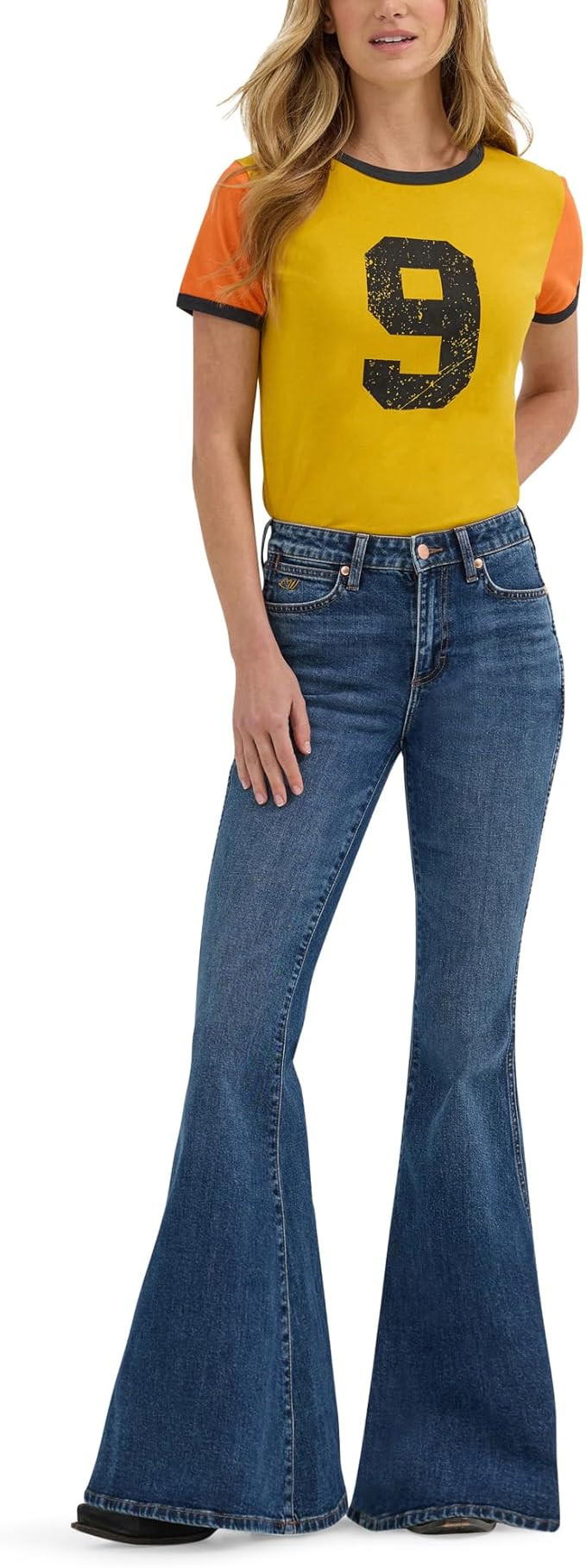 Wrangler X Lainey Wilson Women's Bell-Bottom Jean; Baskin Blue Wash | Amazon (US)