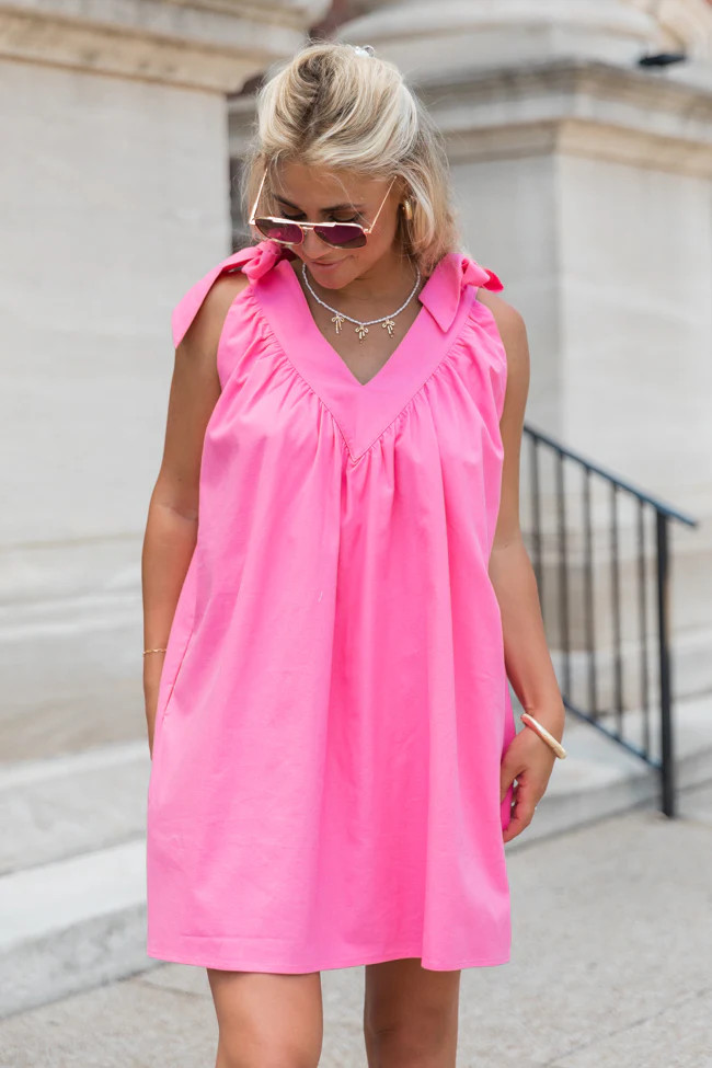 Good Reminder Pink Shoulder Tie Romper | Pink Lily