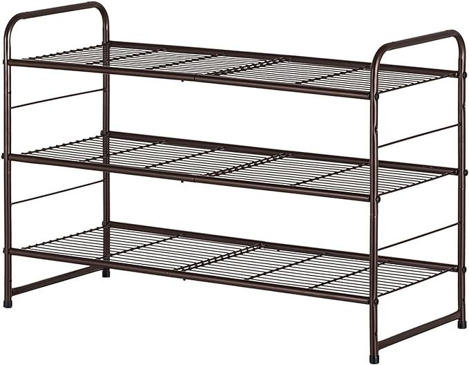 Bextsrack 3-Tier Shoe Rack, Stackable & Adjustable Wire Grid Shoe Shelf Storage Organizer for Clo... | Amazon (US)