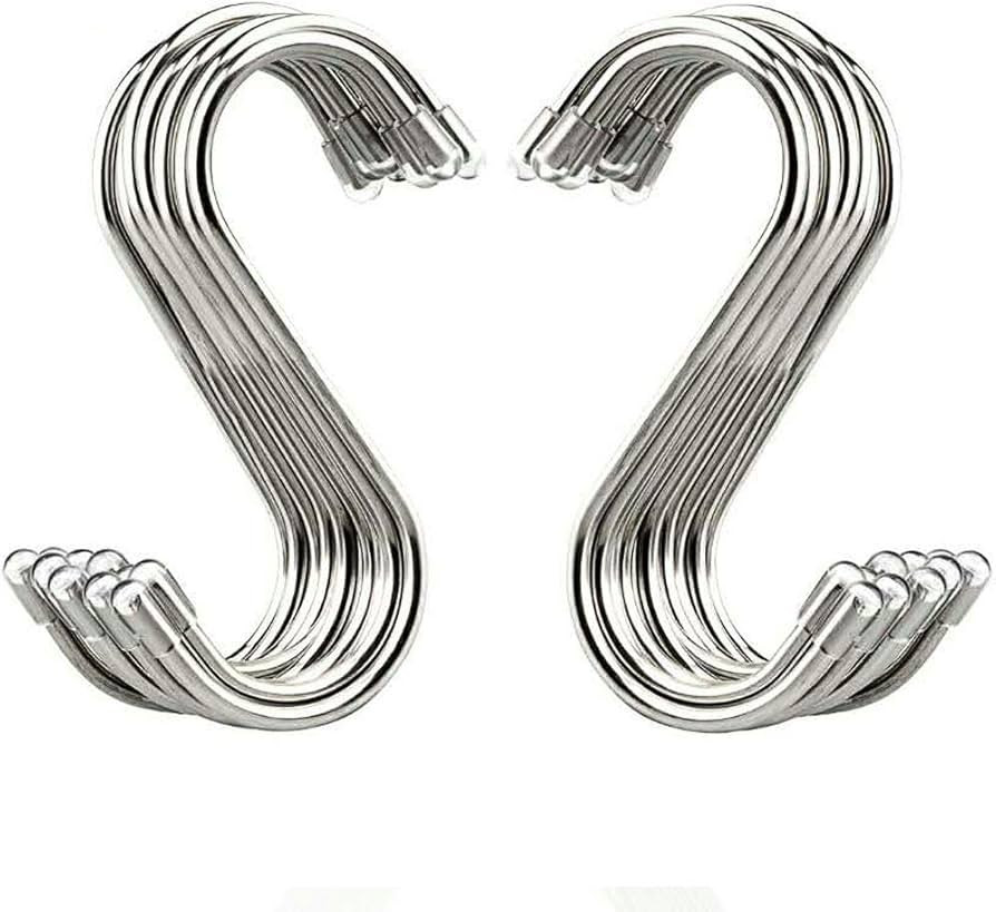 Evob 20 Pack 3.4" S Shaped Hooks Stainless Steel Metal Hangers Hanging Hooks for Kitchen, Work Sh... | Amazon (US)