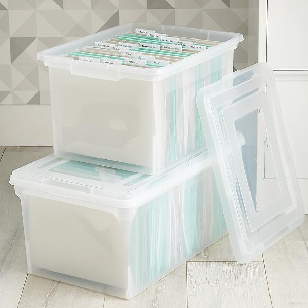 Case of 5 X-Large File Tote Boxes Translucent | The Container Store