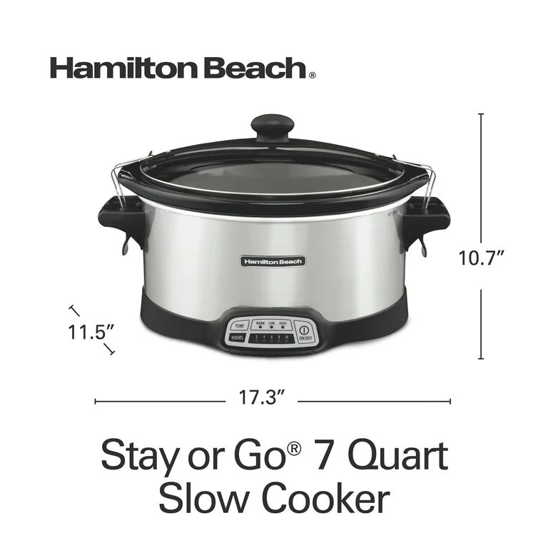 Hamilton Beach Programmable Stay or Go Slow Cooker, 7 Quart Capacity, Lid Lock for portability, D... | Walmart (US)