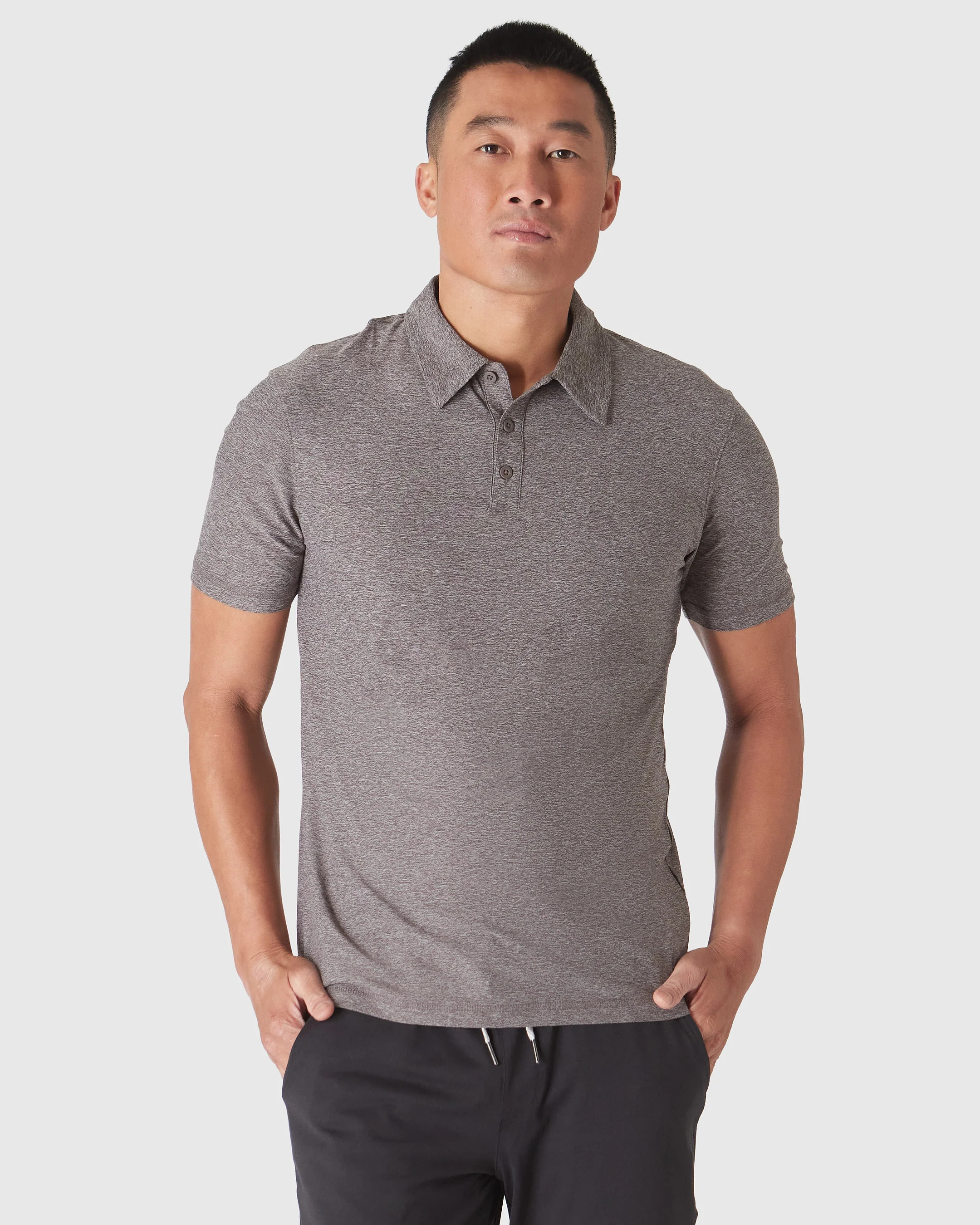 Heather Cocoa Active Short Sleeve Polo | True Classic