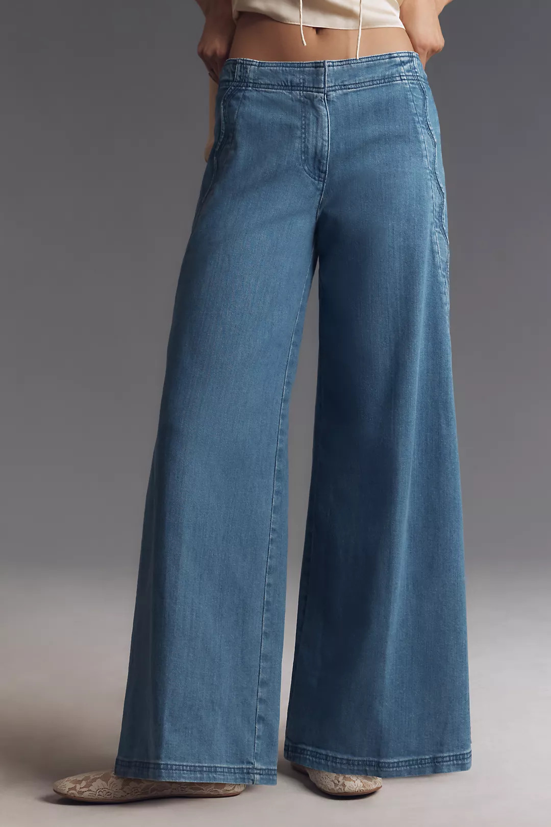Maeve Scallop-Edge High-Rise Wide-Leg Jeans | Anthropologie (US)