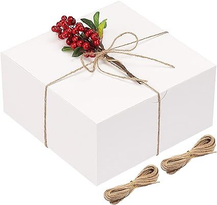 Moretoes White Gift Boxes 12 Pack 8x8x4 Inches, Paper Gift Box with Lids for Wedding Present, Bri... | Amazon (US)