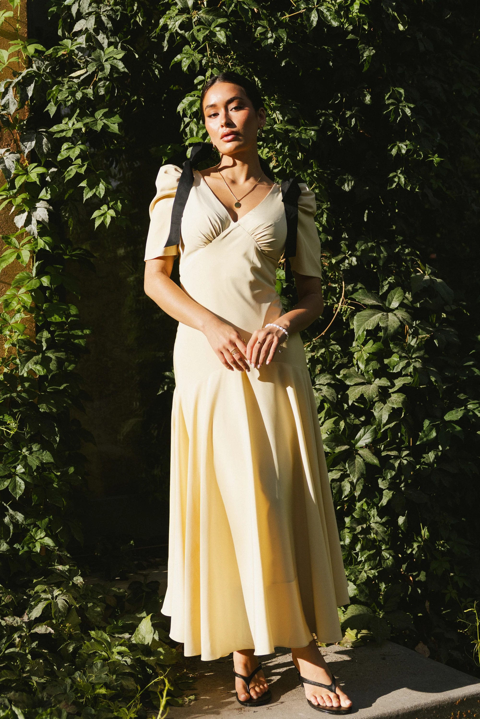 Nellie Drop Waist Maxi Dress in Yellow | Böhme US
