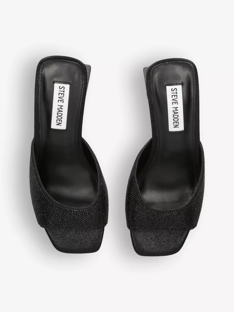 Glowing rhinestone-embellished faux-leather heeled mules | Selfridges