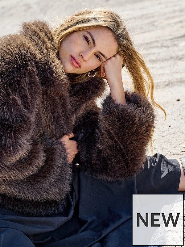 Only Faux Fur Jacket - Brown | Very (UK)
