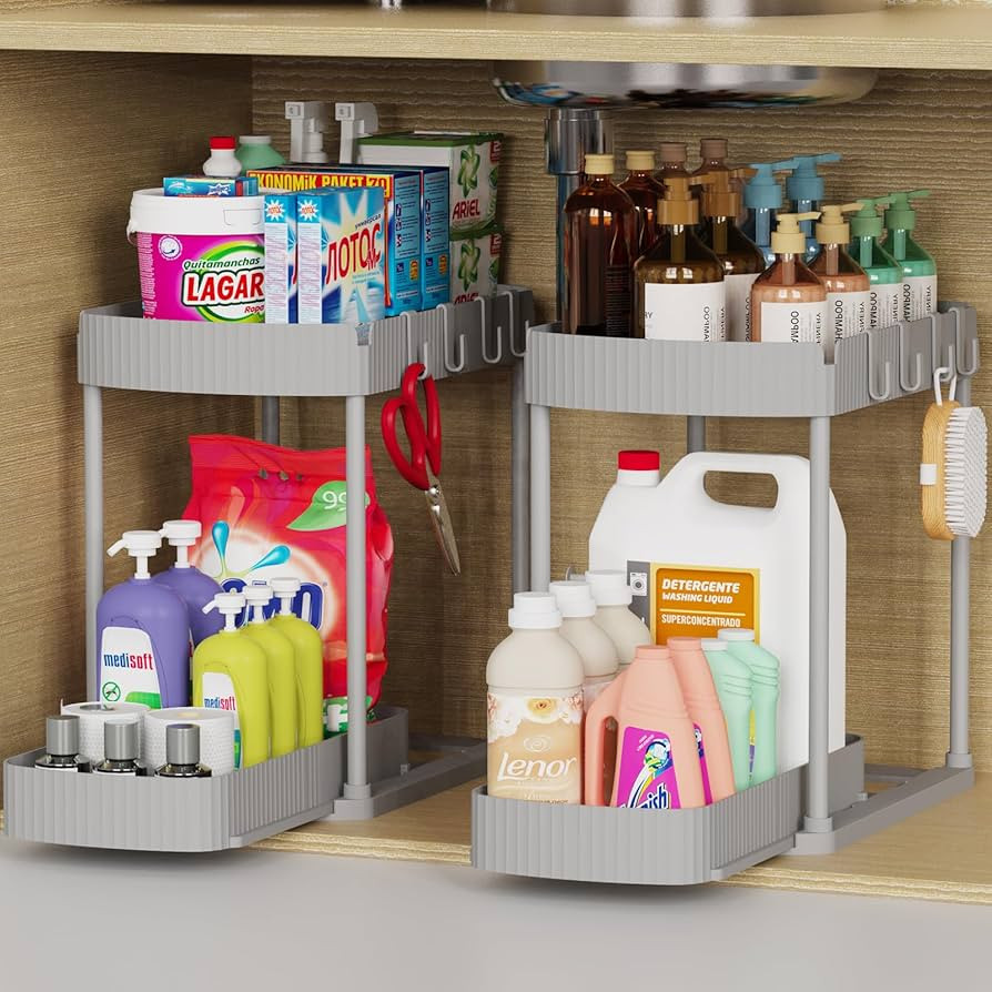 Ukeetap 2 Pack Multi-Purpose Pull-Out Storage Organizers, Under Sink Organizers and Storage for B... | Amazon (US)