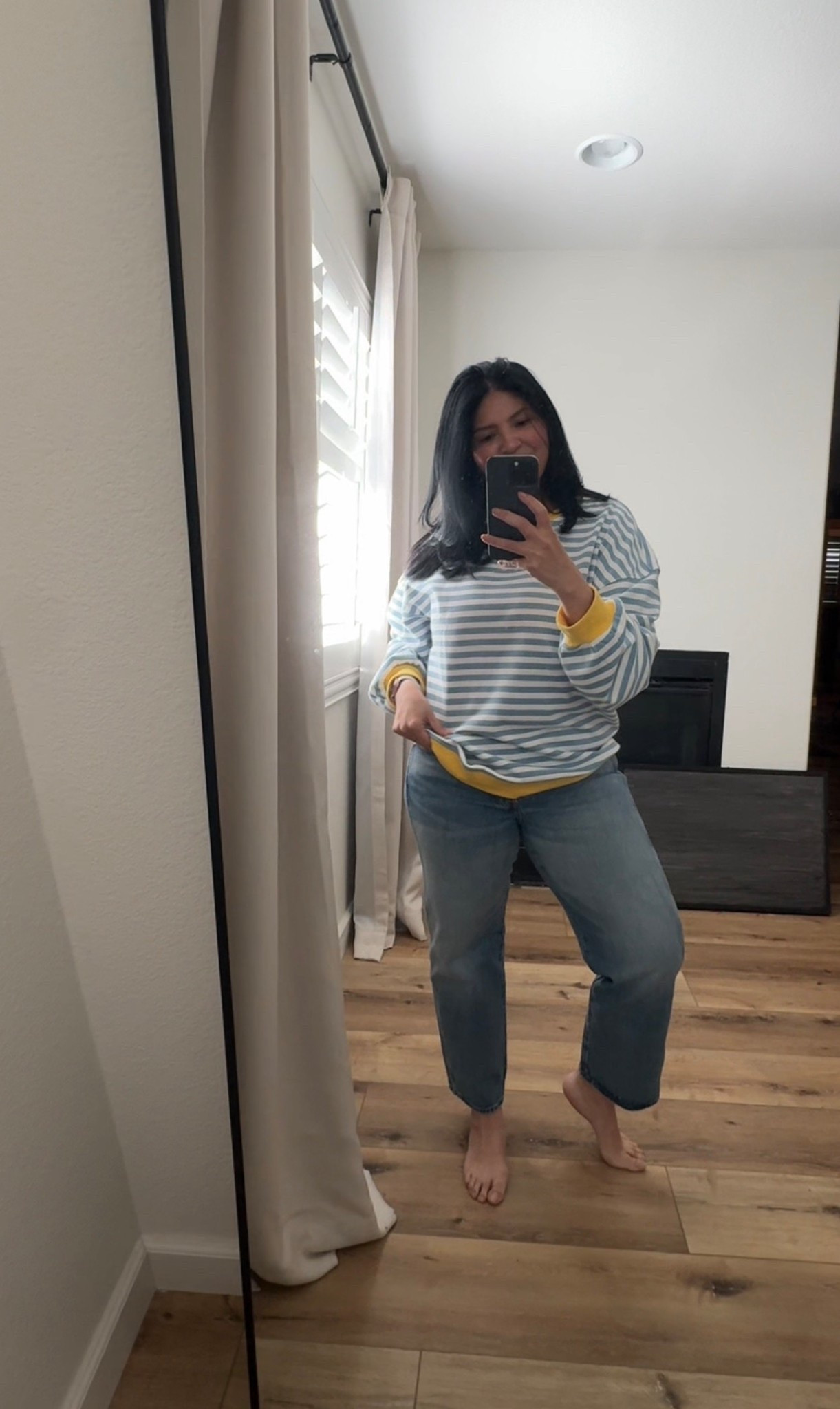 OOTD //: large in the top, 10 in the jeans 

love the color on them and only $38 dollars. Also love where the they hit! Usually I have to cut them to hit there since I’m 5’3. 

#LTKmomlife #LTKPetite #LTKootd