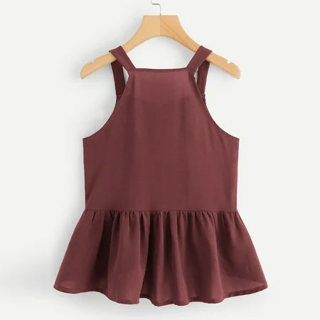 Womens Tank Casual Casual Hem Crop Tops Camis Single Fashion Ruffle Breasted Sleeveless Women Women  | Walmart (US)