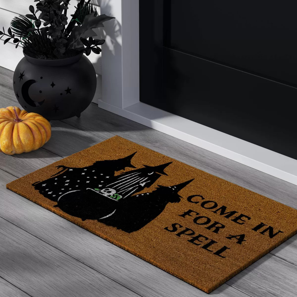 1'6"x2'6" 'Come In For A Spell' Witches Coir Doormat Black - Hyde and EEK! Boutique™ | Target