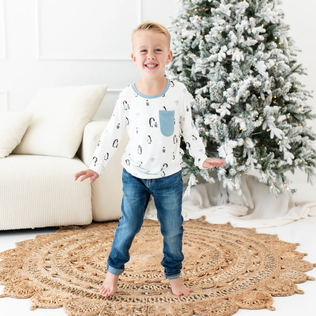 Long Sleeve Toddler Crew Neck Tee in Penguin | Kyte BABY