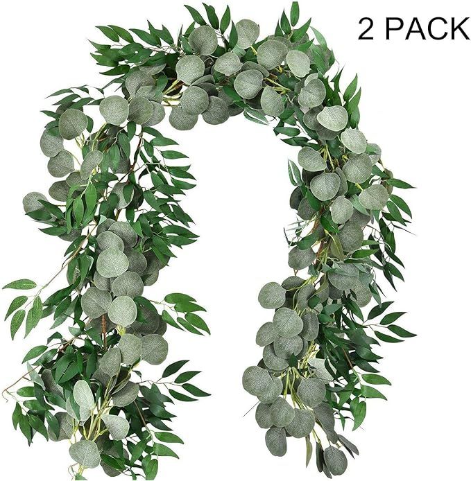 MiraiLife 6.5 Feet Artificial Eucalyptus Leaves Garland Faux Silver Dollar and Willow Vines Twigs... | Amazon (US)