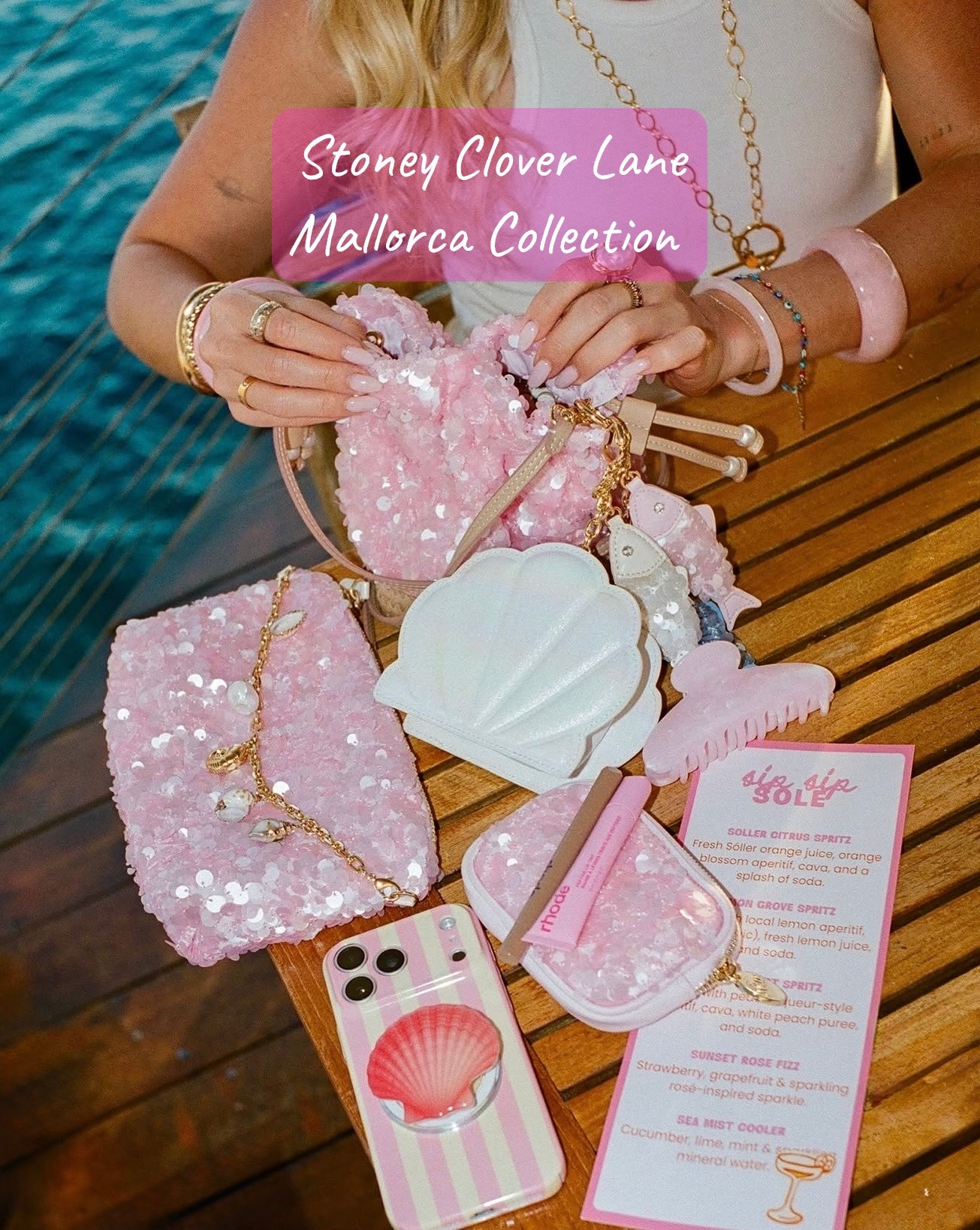 Pink sequins, seaside spritzes, and shell charms 🎀🐚✨ The Mallorca collection from Stoney Clover Lane￼ is giving coastal glam in the cutest way possible. 
#LTKStyleTip #LTKTravel #StoneyCloverLane #CoastalGranddaughter #PilatesPrincess #VacationStyle

#LTKTravel #LTKSwim #LTKootd