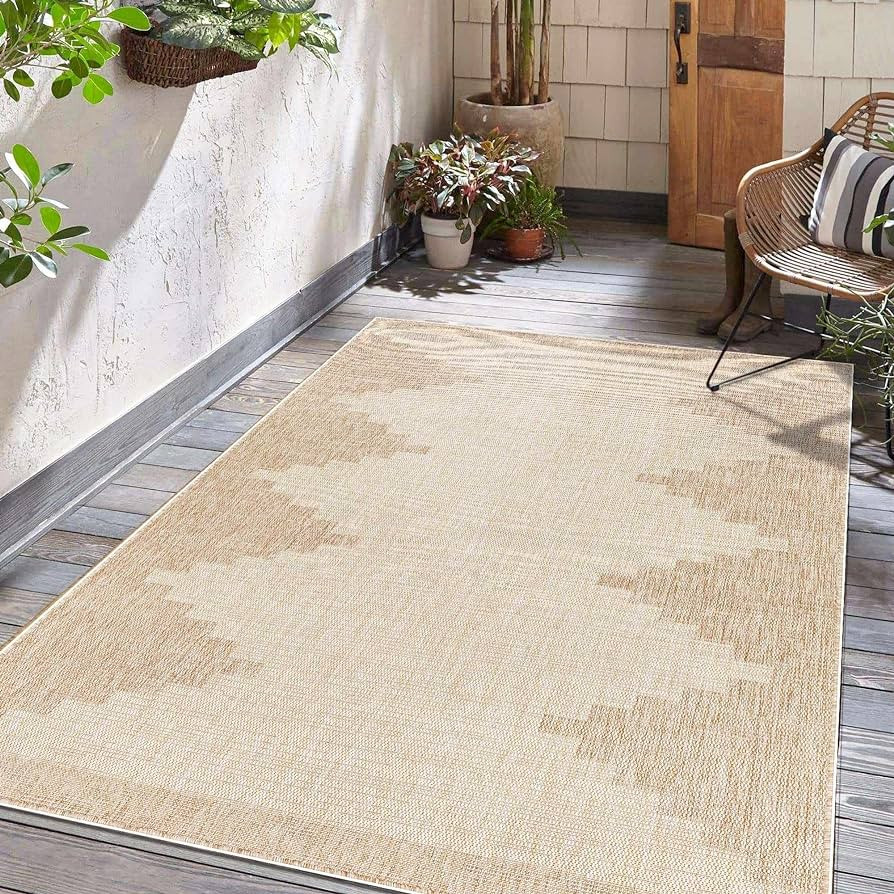 Hauteloom Djugun Outdoor Area Rug - Outside Porch Patio Rug Carpet - No Pile Rug - Waterproof Rug... | Amazon (US)