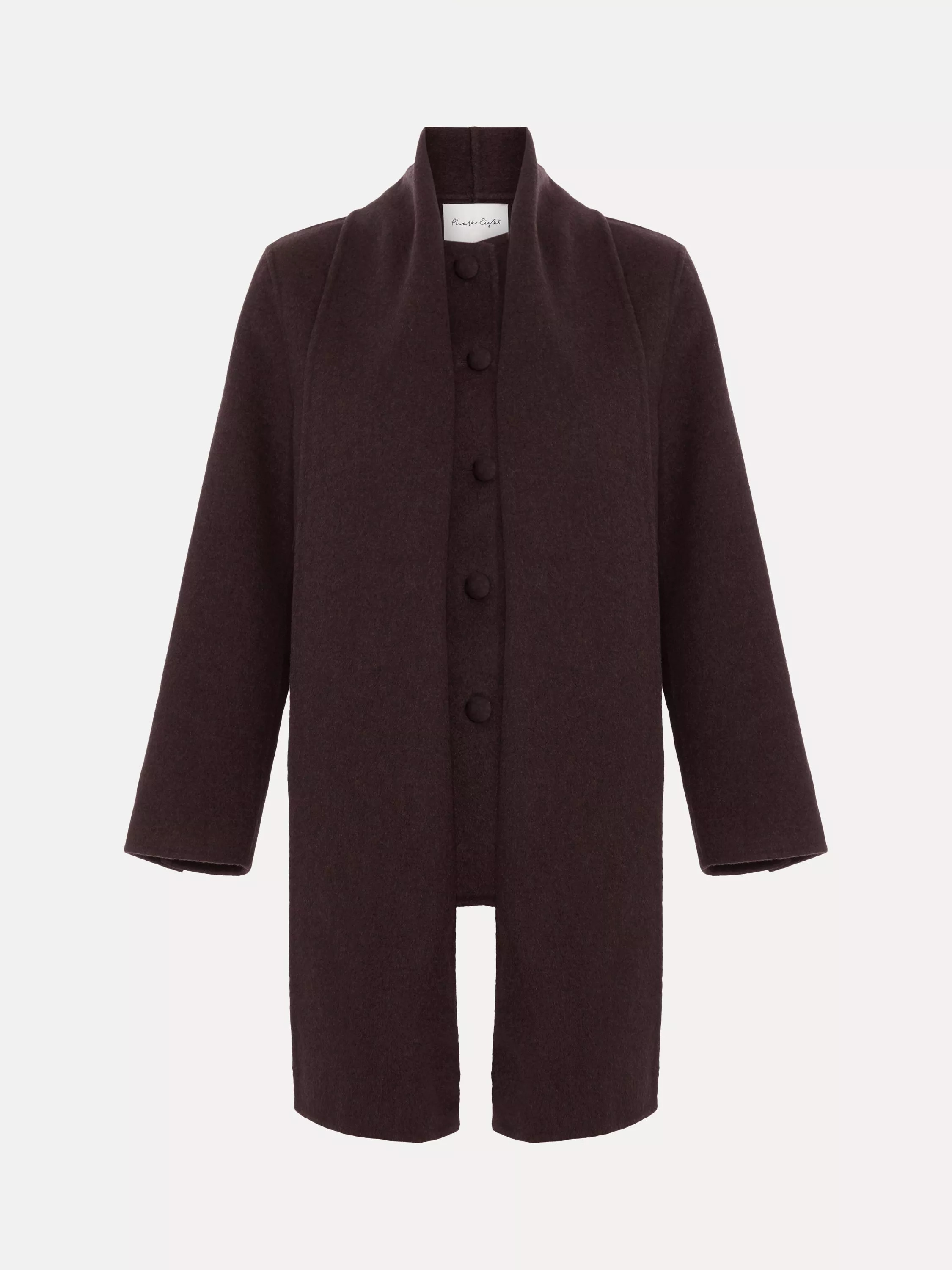 Phase Eight Kaja Scarf Detail Cropped Coat, Brown | John Lewis (UK)