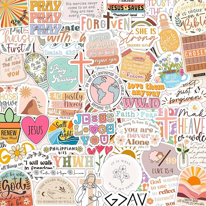 123 PCS Christian Bible Verse Stickers by Puraesla – Scripture Inspiring Journaling & Religious... | Amazon (US)