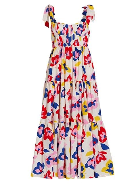 Tiered Abstract-Floral Midi-Dress | Saks Fifth Avenue (UK)