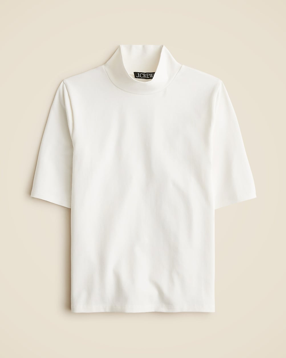 Stretch cotton-blend mockneck elbow-sleeve T-shirt | J. Crew US