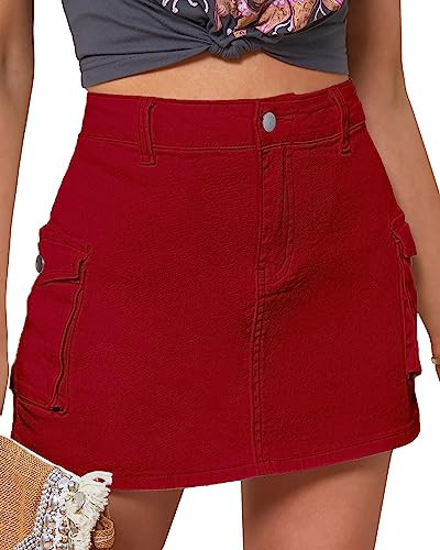 luvamia Women Mini Skort with Pockets Wear to School True Red Size Medium | Amazon (US)
