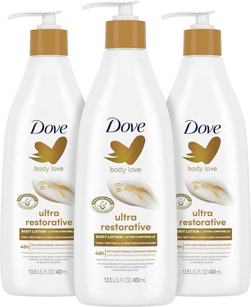 Dove Body Love Body Lotion Restoring Care Pack of 3 for Reoccuring Dry Skin Visibly Improves Very... | Amazon (US)