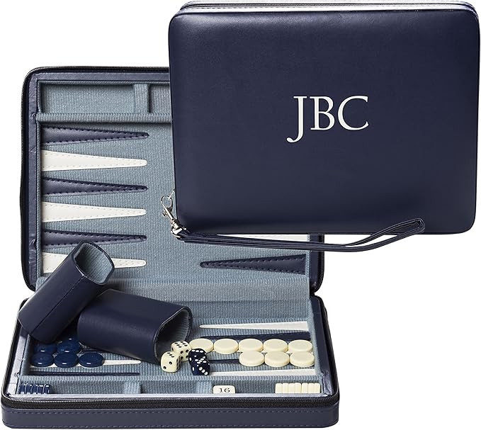 WE Games Custom Monogram Magnetic Travel Backgammon Set - Navy Blue | Amazon (US)