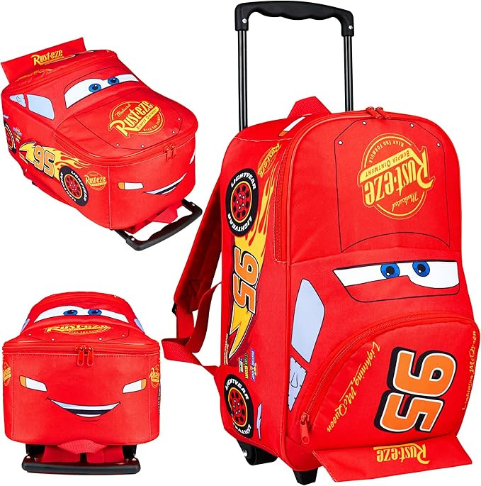 Disney Cars Lightning McQueen Carry-On Luggage with Wheels & Telescopic Handle for Kids 17\u201d\... | Amazon (US)