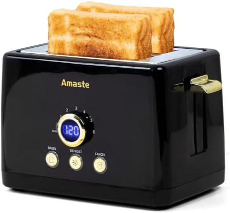 2 Slice Toaster, Retro Bread Toaster with LED Display, Extra Wide Slots Toasters with 6 Bread Sha... | Amazon (CA)