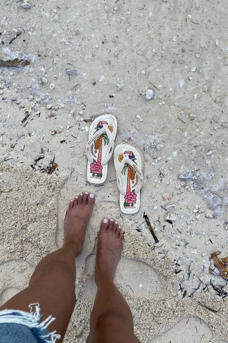 Vacation outfit. Summer outfit. 
Flip flops come in multiple colors and prints. Comfy and good quality. 


#LTKFindsUnder50 #LTKSwim #LTKTravel
