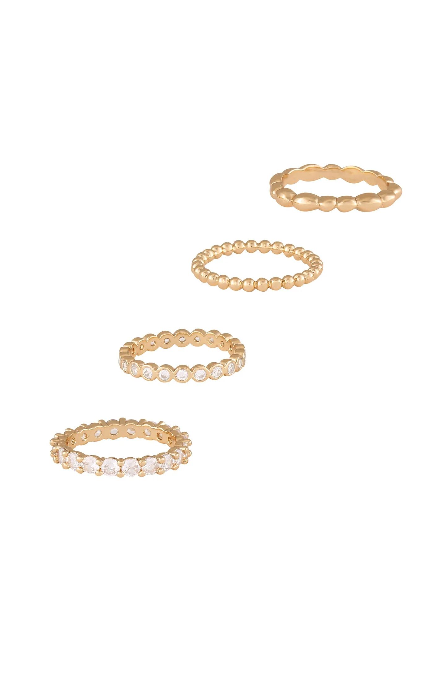 Mini Crystal Essentials 18k Gold Plated Ring Stack | Ettika