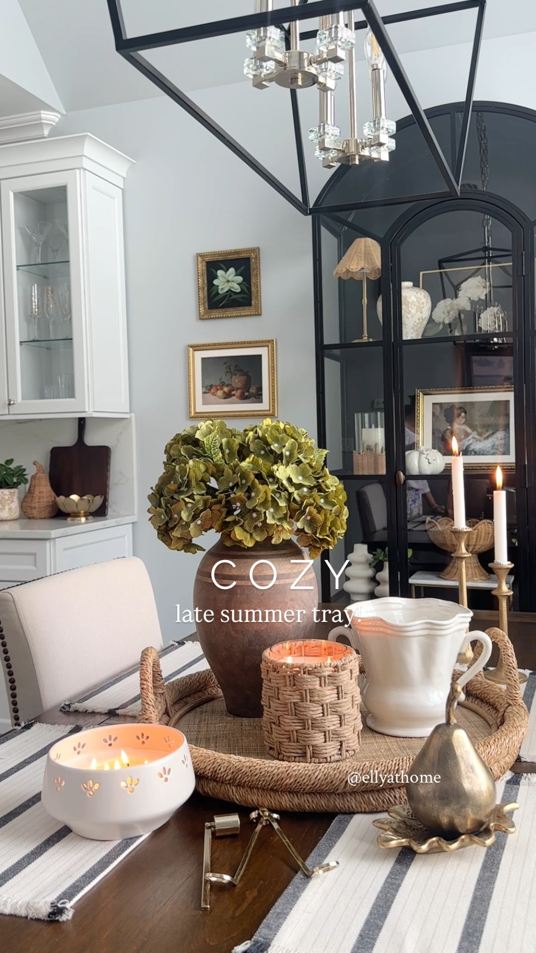 Cozy late summer styling. Brown terracotta vase, green hydrangeas, double handle ruffle vase, rattan candle, fall candle and more home decor accessories. @Pottery Barn @Target @Crate & Barrel  Amazon home

#LTKHome #LTKSaleAlert