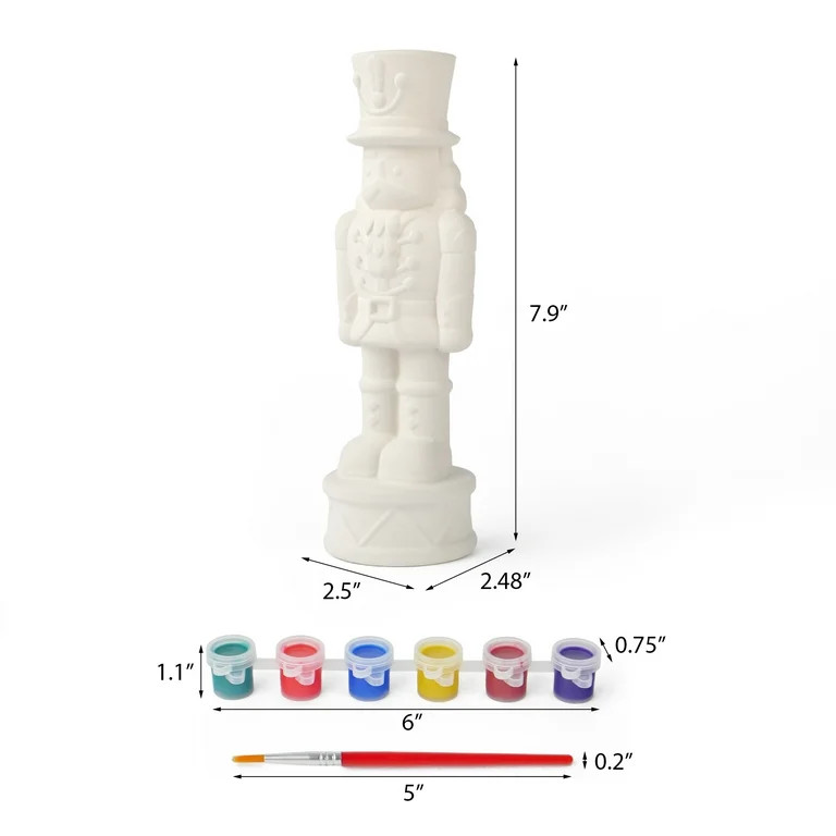 Paint Your Own Jumbo Christmas Nutcracker, 7.9", by Holiday Time | Walmart (US)