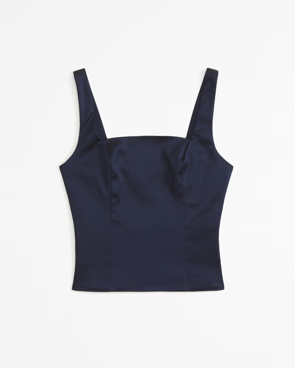 Satin Sculpt Squareneck Set Top | Abercrombie & Fitch (US)