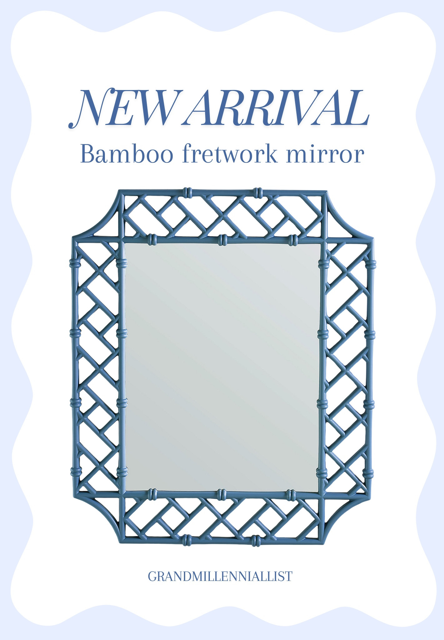 NEW ARRIVAL Bamboo fretwork mirror Chinoiserie gloss blue 

Grandmillennial style mirror 
Home decor interior design 
Ballard designs 

#LTKHome #LTKMostLoved #LTKStyleTip