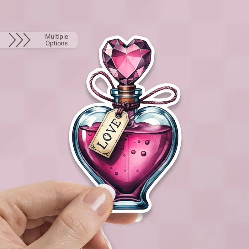 Love Potion Bottle Sticker: Pink Heart Vial, Waterproof Decal - Etsy | Etsy (US)