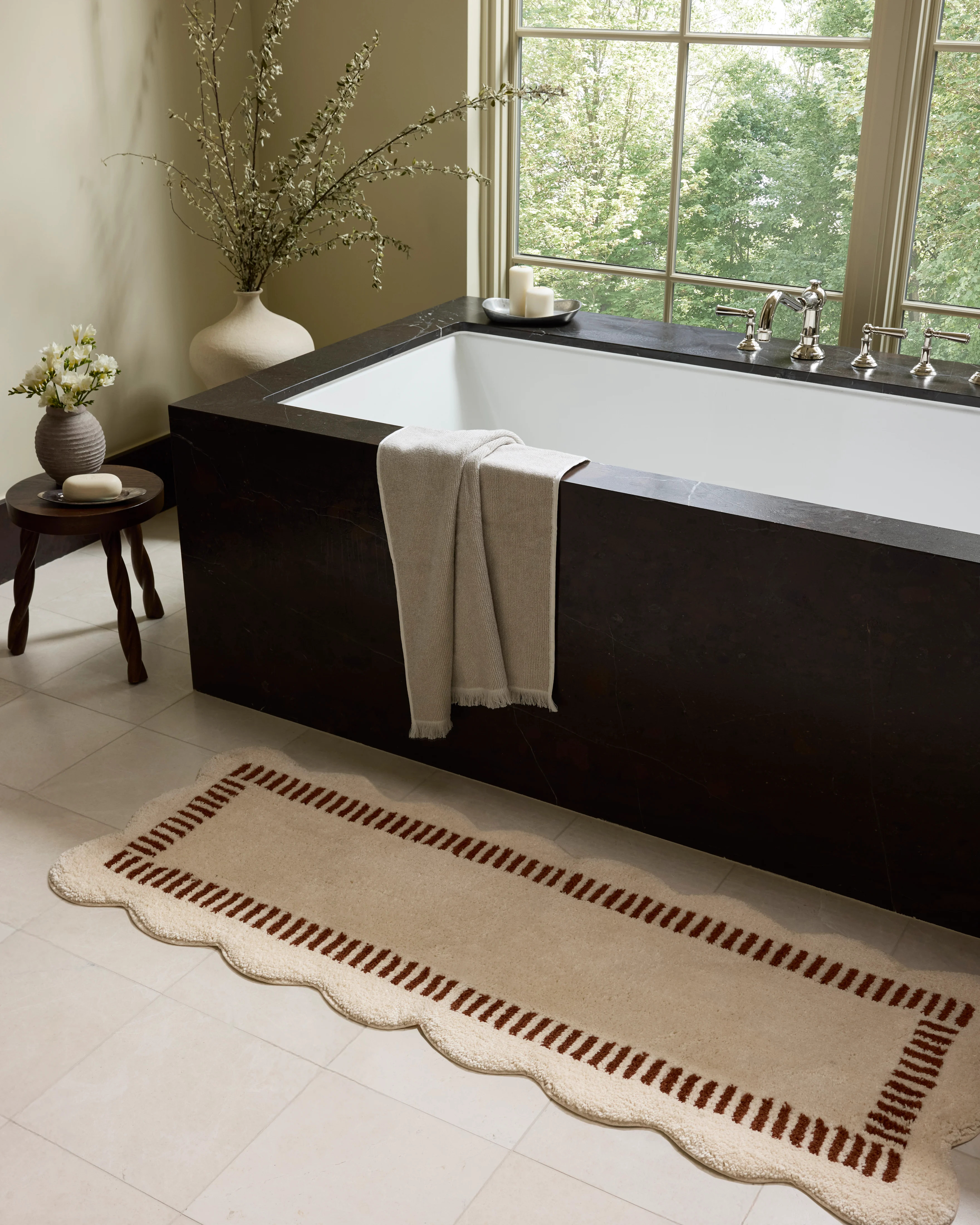 Chris Loves Julia x Loloi-Valerie Bath Mat-VLR-01-Ivory, Brick | Rugs Direct